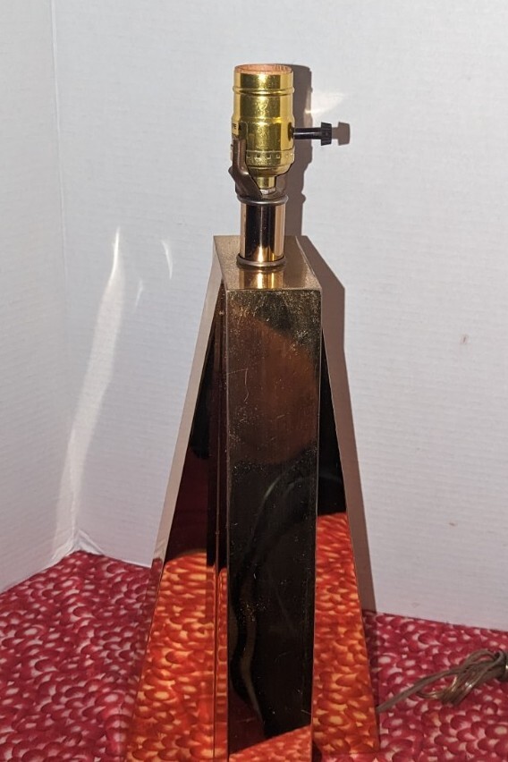 Mid Century Modern brass Table Lamp Geometric Star Pyramid gallery