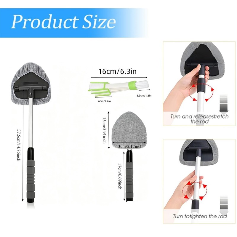 Windshield Cleaning Tool Kit Car Window Glass Wiper Cleaner Brush Pad Extendable gallery