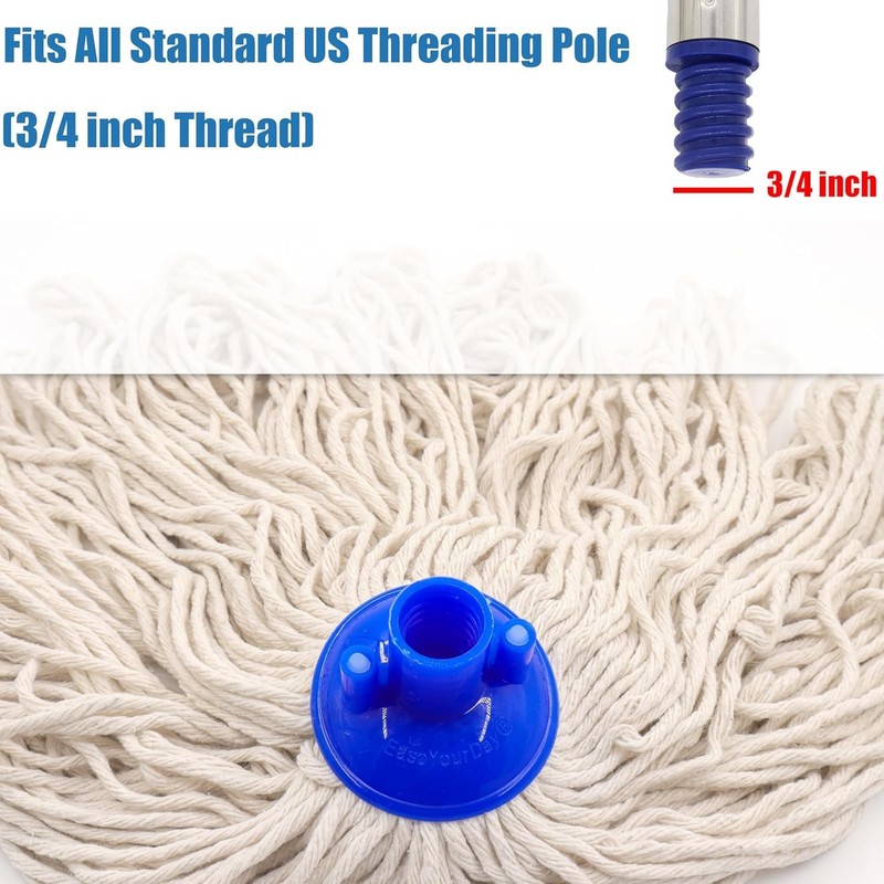 Cotton String Screw on Mop Replacement Head Compatible with All Standard US T... gallery
