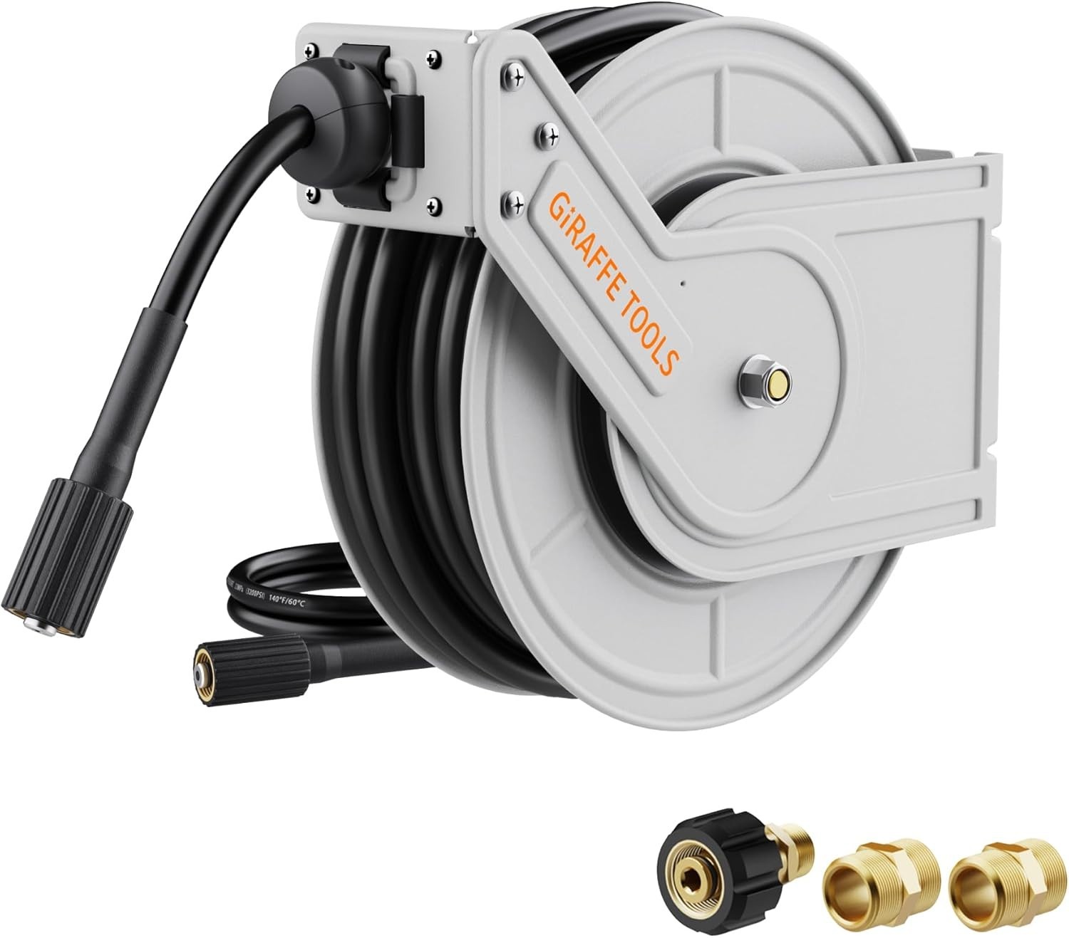 Giraffe Tools Retractable Power Pressure Washer Hose Reel Wall Mount 60/65FT gallery