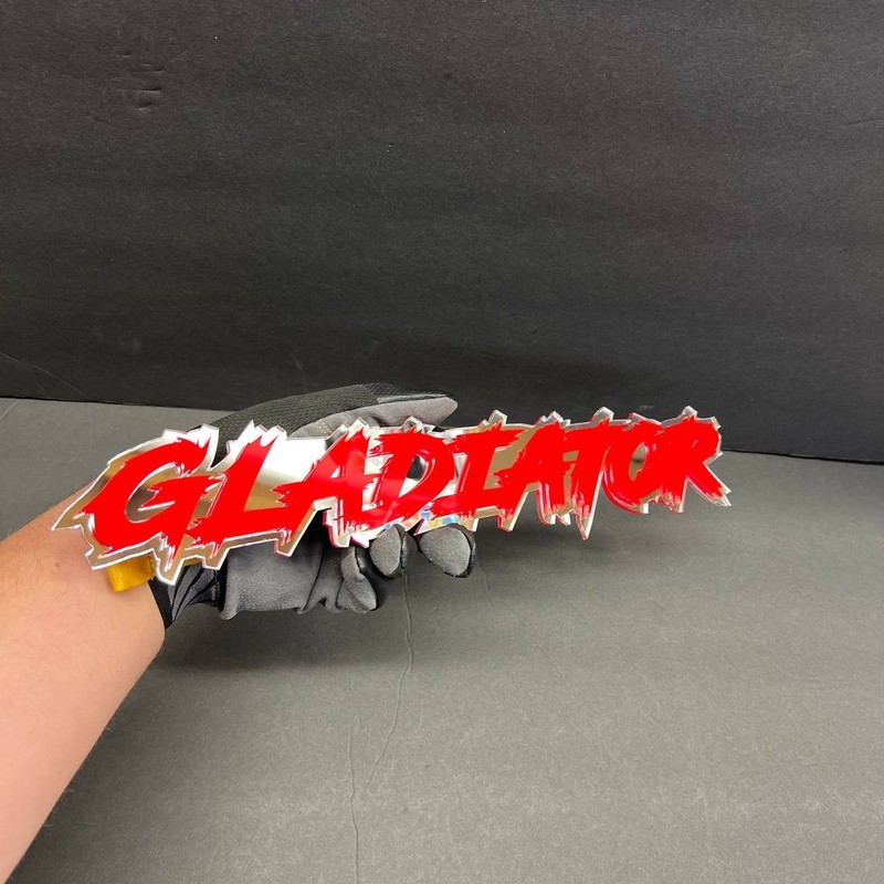 1x Gladiator Custom Text 3D Acrylic Car Emblem Badge Multicolor Laser Cut decal gallery