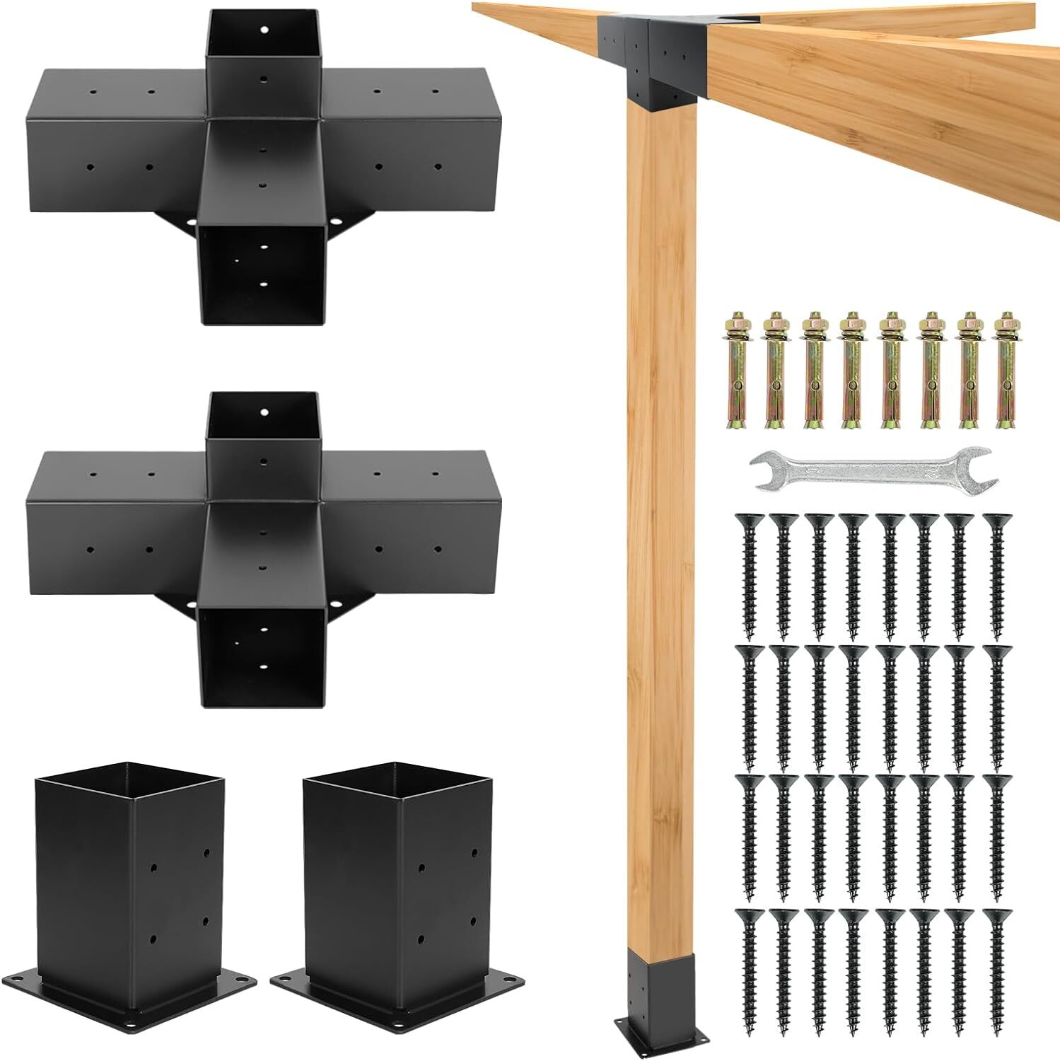 2 Set 4-Way Gazebo Brackets Kit Pergola Brackets Right Angle Corner Bracket gallery