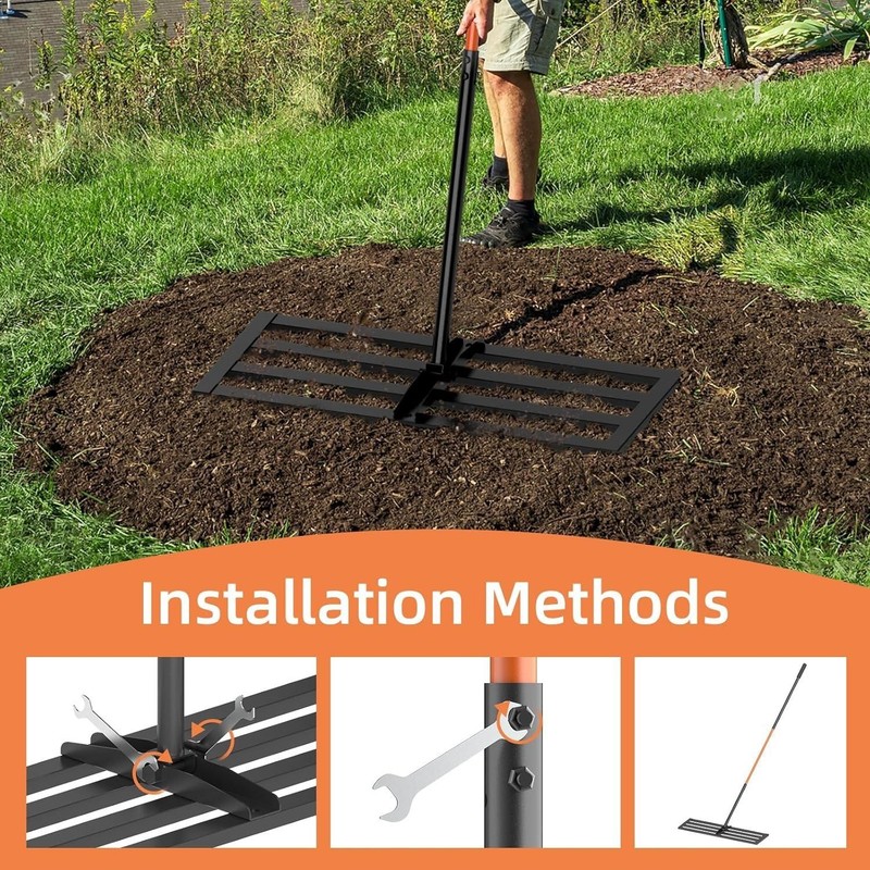 30" x 10" Leveling Rake for Backyard Leveling Kit, 6.5FT Heavy Duty Lawn gallery