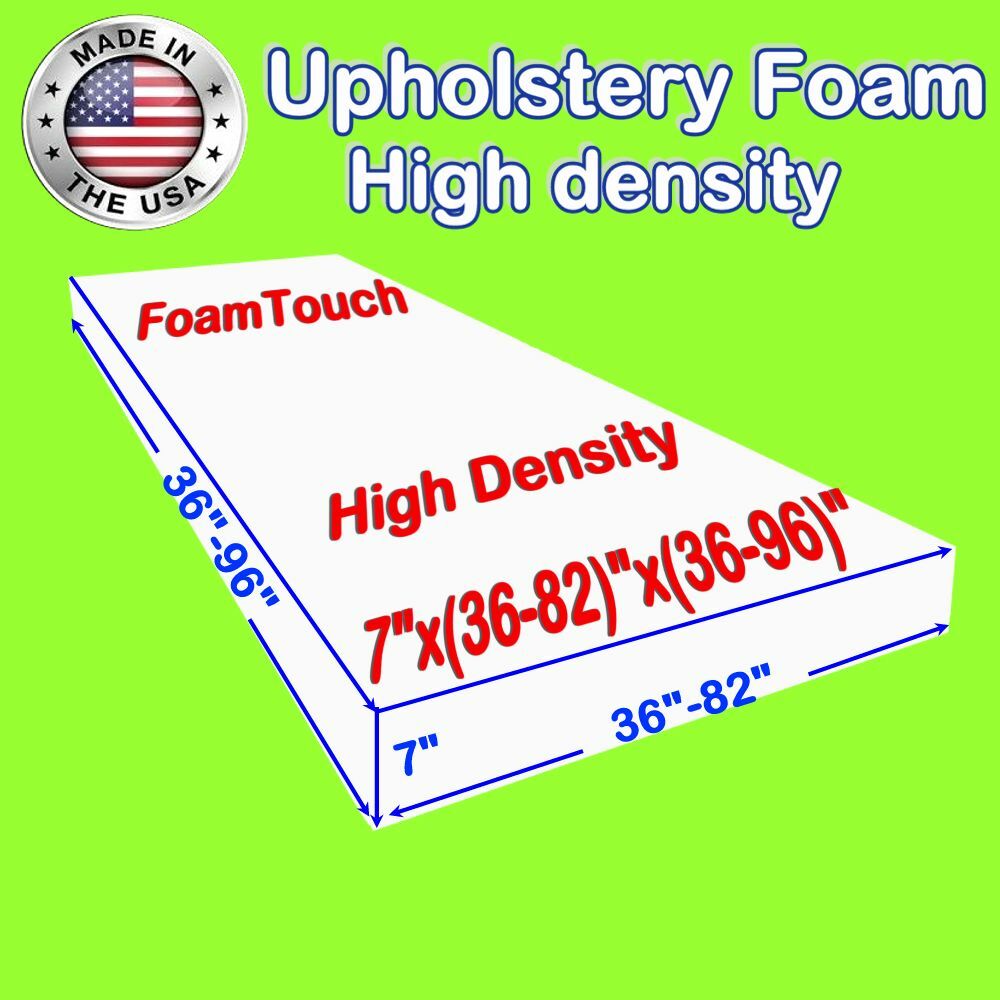 FoamTouch High Density Upholstery Foam Cushion 7"x(36"-82")x(36"-96") Custom Cut gallery