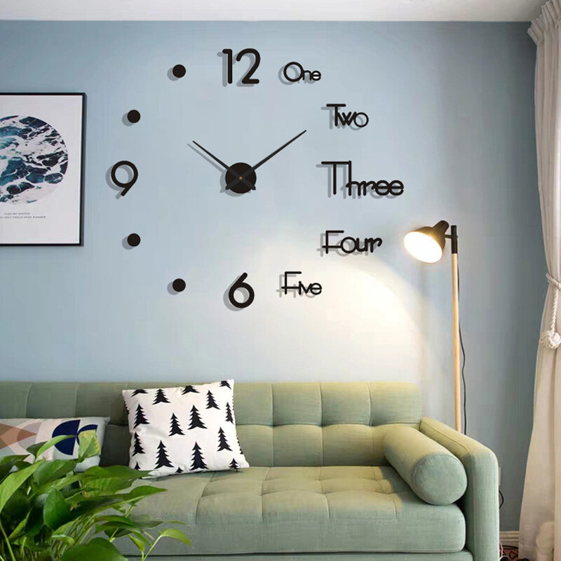 3D Large Wall Clock Mirror Surface Modern DIY Sticker Office Home Shop Art Decor gallery