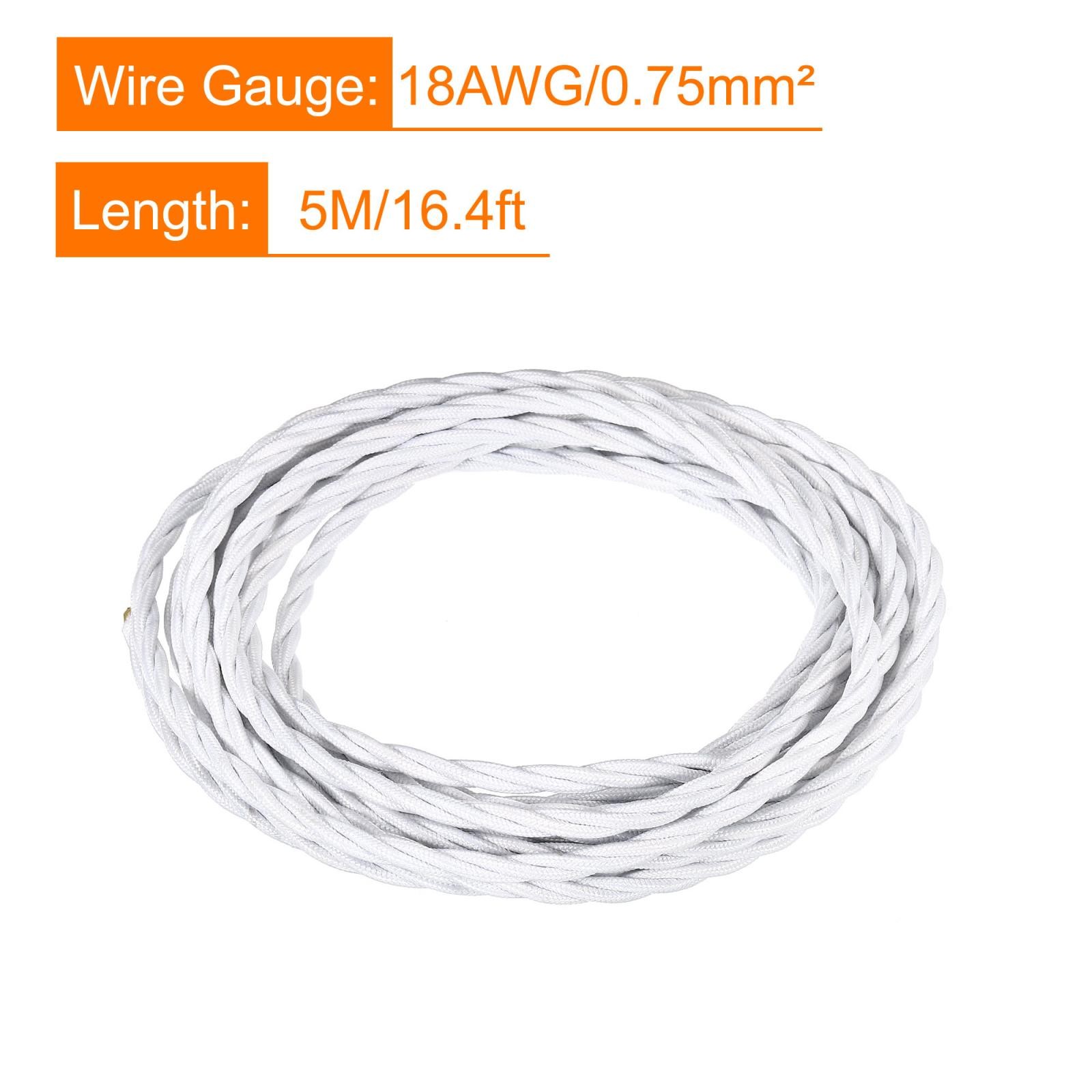 Twisted Cloth Covered Wire 3 Core 18AWG 5m/16.4ft,Electrical Cable,White gallery
