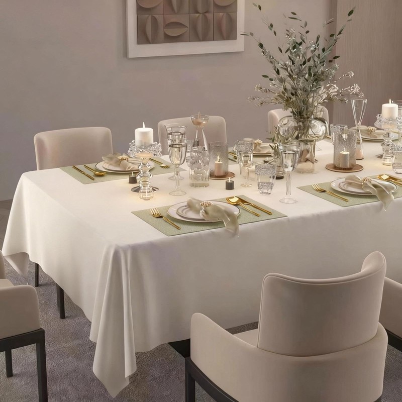Table Cloth Rectangle Tables Decor 84''x60'' - Waterproof Plain Weave Fabric ... gallery