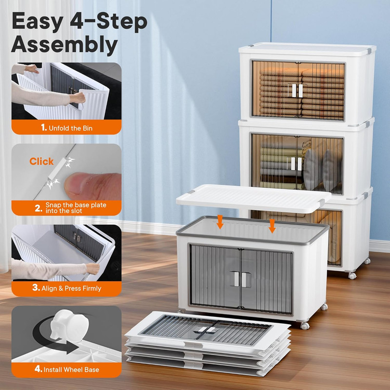 Stackable Storage Bins with Individual Lids and Front Doors, Modular Organizer w gallery