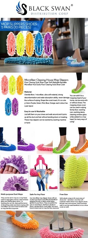 5 PAIRS - 10pcs Microfiber Mop Slippers Shoes Cover for Cleaning + Dusting Floor gallery