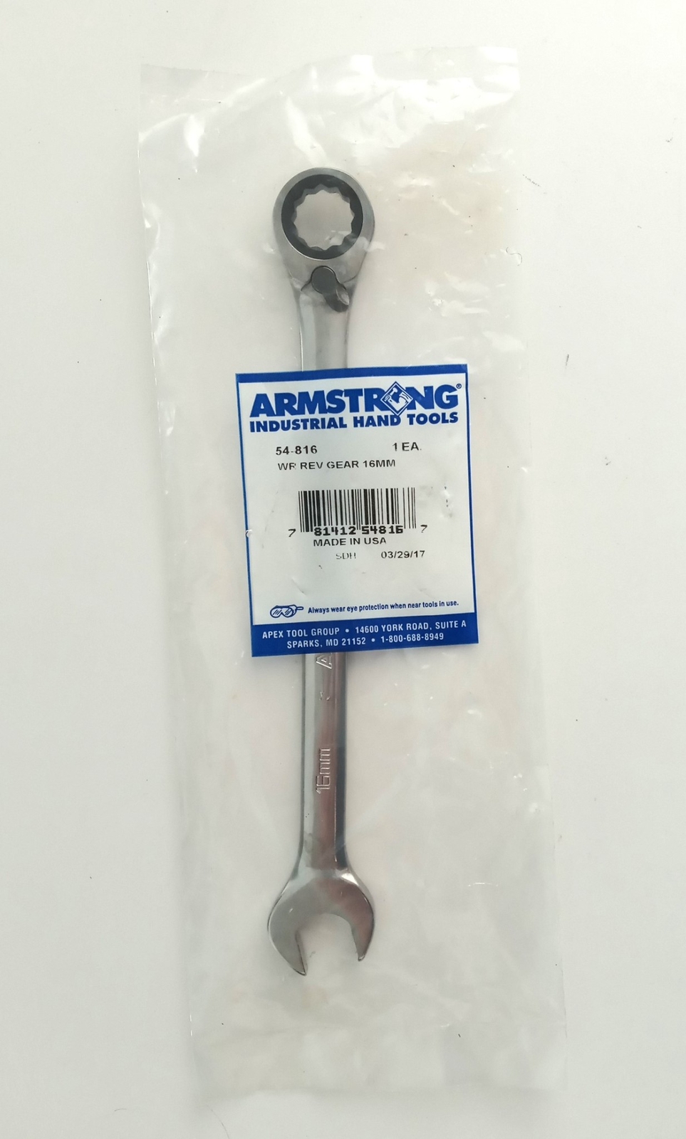 ARMSTRONG 54-816 13 MM Combination Reversible Ratcheting Wrench USA gallery