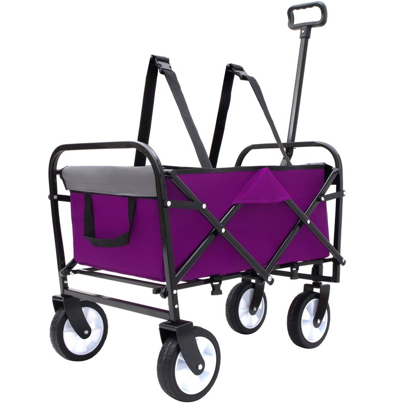 Collapsible Foldable Wagon w/ Strapping System,225lbs Utility Grocery Beach Cart gallery