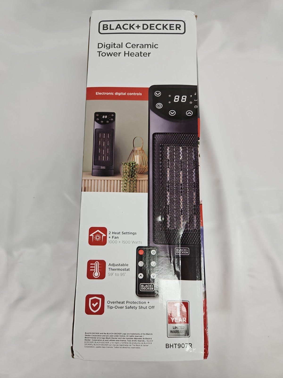 BLACK+DECKER Oscillating Space Heater, Portable Heater with Remote Control, 1b gallery