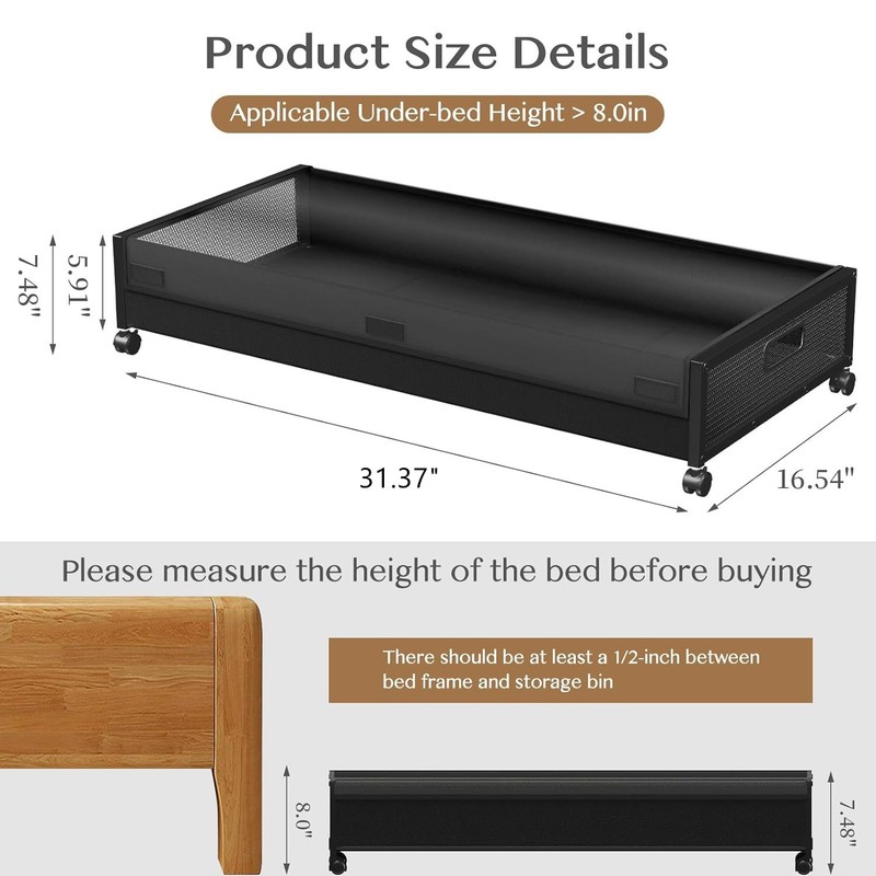 2Pack Under Bed Storage with Wheels Lids Heavy Duty Containers for Clothes Toys gallery