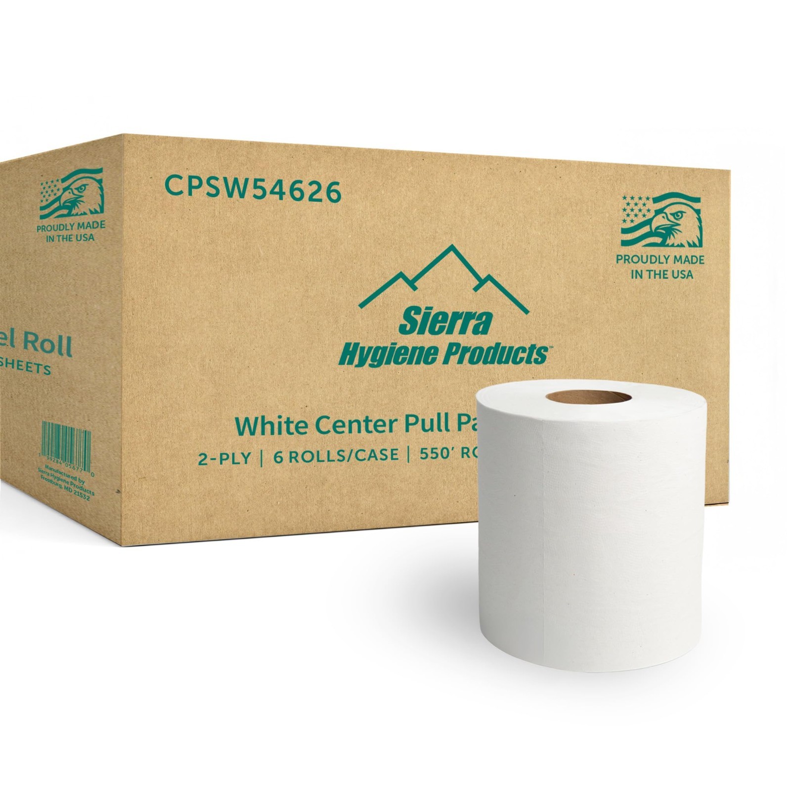 Sierra Hygiene 550’ Centerpull Paper Towels (9" x 11.5") 2-Ply White - 6/Case gallery