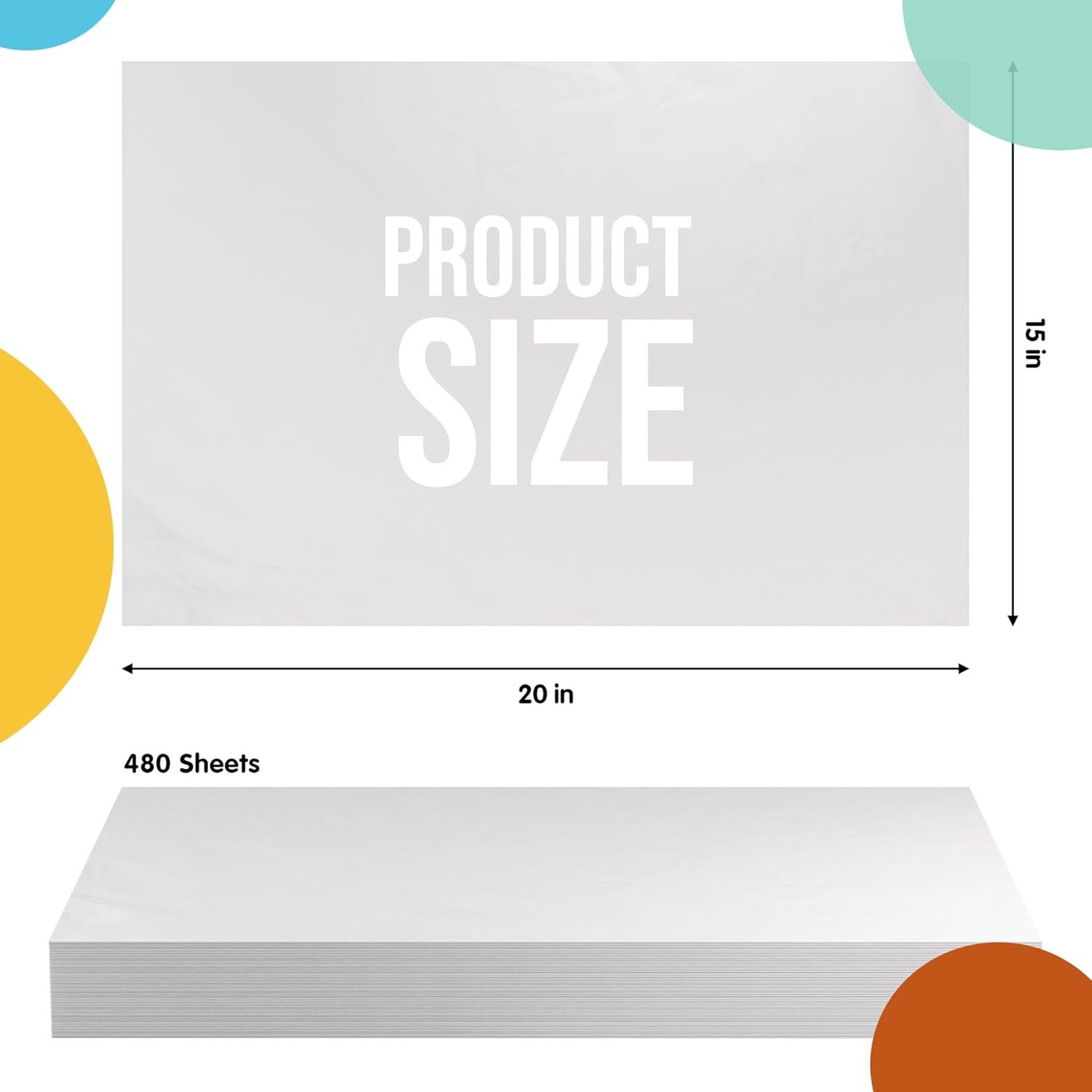 Party Solids White Tissue Paper for Gift Bags - 15" X 20" Bulk Tissue Paper Whit gallery