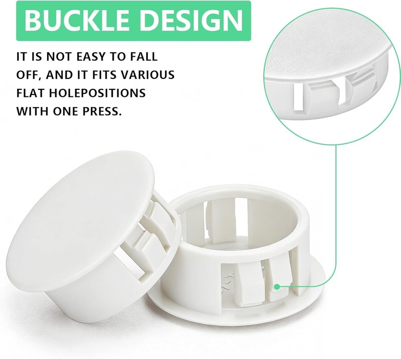 210pc White Screw Hole Plugs Flush Type Plastic Cap Locking Furniture Cabinet Pl gallery