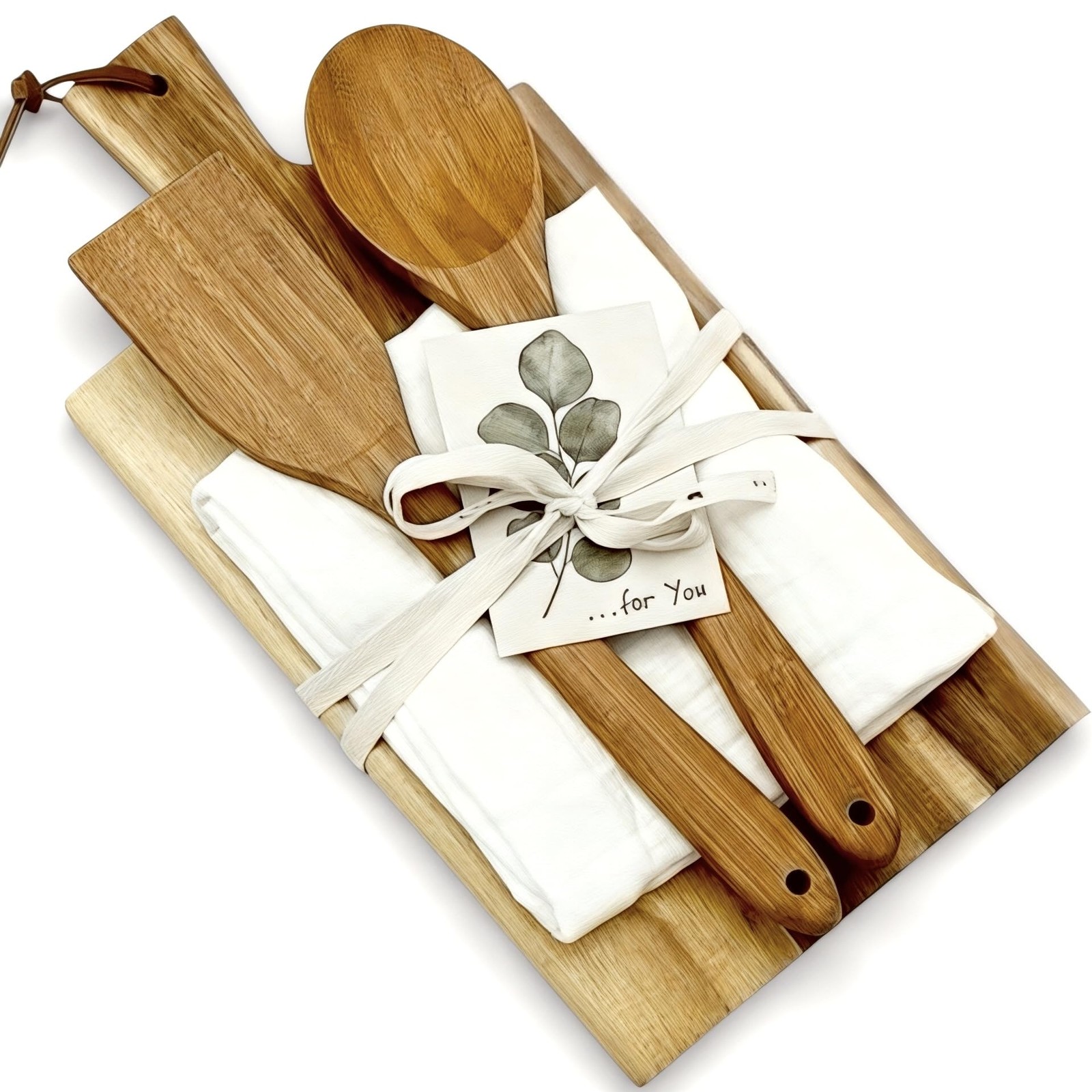 House Warming Gift Box Acacia Cutting Board Bamboo Utensils Kitchen Towel gallery