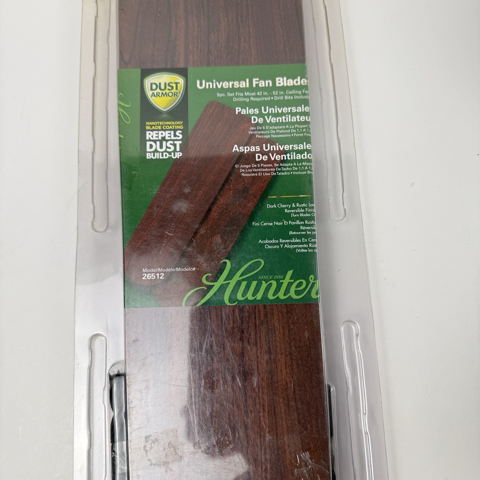 Hunter 26512 Reversible Brown Universal Ceiling Fan Blades 42"- 52" New gallery