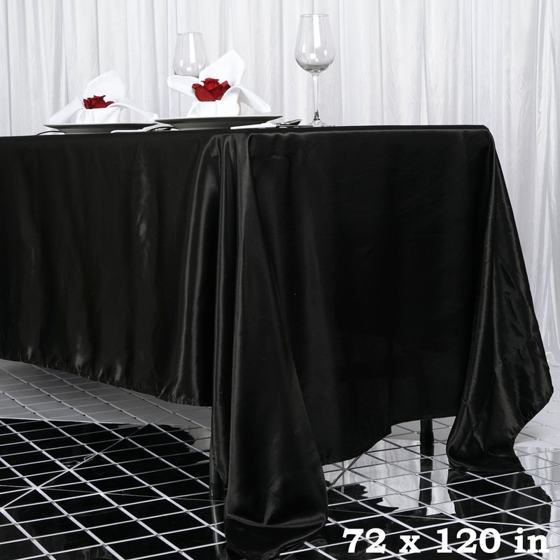 Dozen lot 72x120" RECTANGLE Satin TABLECLOTHS Wedding Party Reception Linens gallery
