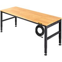 61"x 20" Adjustable Height Workbench 2000 lbs Oak Plank w/ Power Outlets 110V gallery