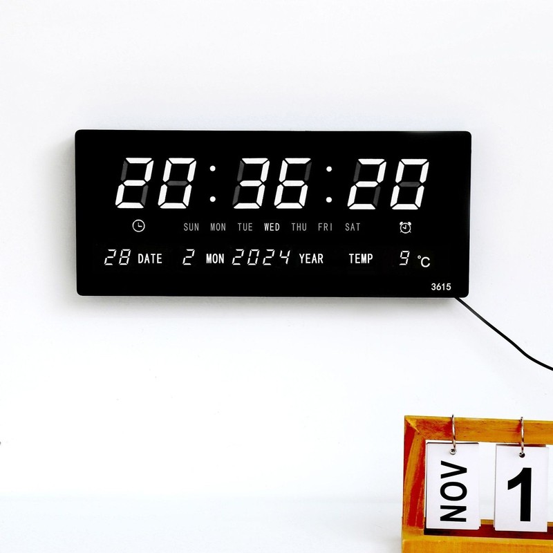 Large Screen Digital Wall Clock LED Display Desk Time Temperature Calendar Date gallery