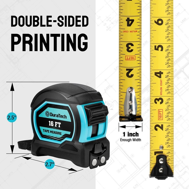 DURATECH 2PC Magnetic Tape Measure 16FT Fractions 1/8 Retractable Measuring Tape gallery