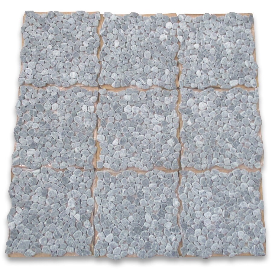 P65T Non Slip Pebble Stone Shower Floor Tile Tumbled Indian Green Marble gallery