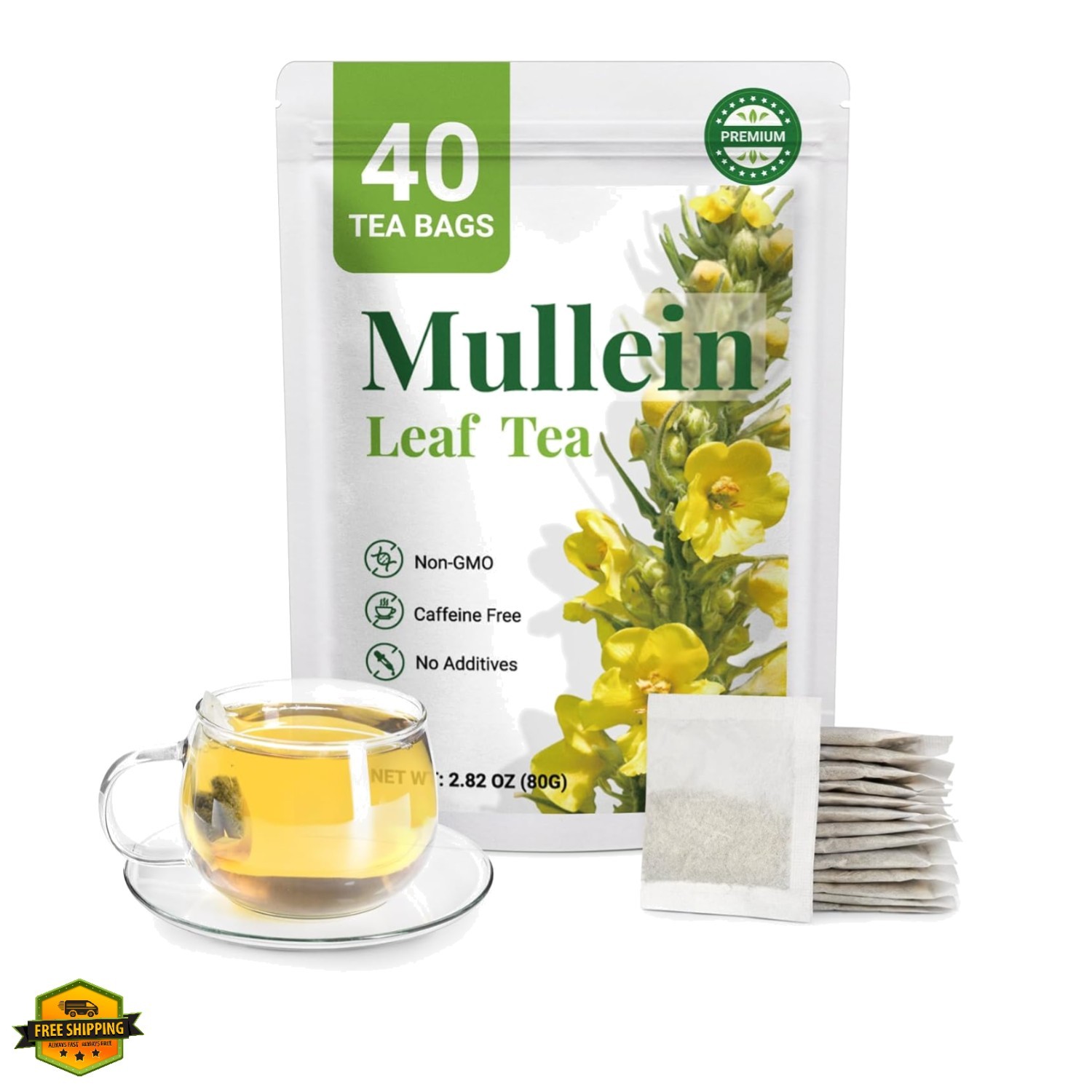 40 Mullein Tea Bags For Lungs - 100% Pure Mullein Leaf | For Lung Health & Re... gallery
