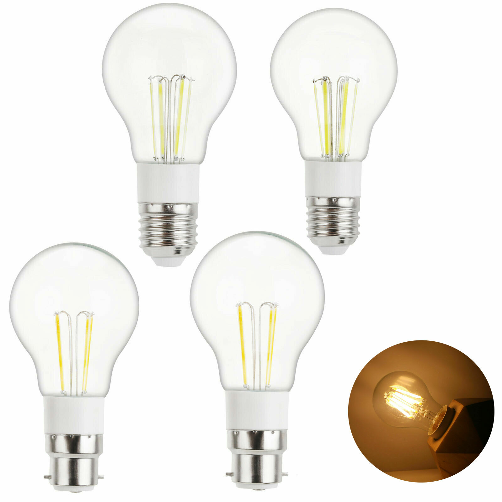 12V Vintage LED Edison Bulb Retro E27 B22 Bayonet 3W 4W 6W Light Lamp 85-265V gallery