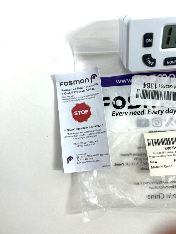 Fosmon Genuine C-10749US 24 Hour Programmable Timer 125VAC 60Hz LCD (2) gallery