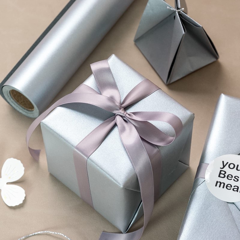 Silver Matte Wrapping Paper Solid Color Pearly 17 Inch 32.8 Feet, Wedding Party gallery