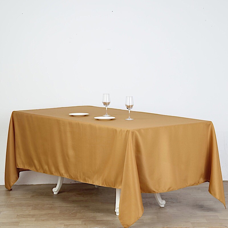 GOLD 72x120 RECTANGLE POLYESTER TABLECLOTH Wedding Party Catering Linens SALE gallery