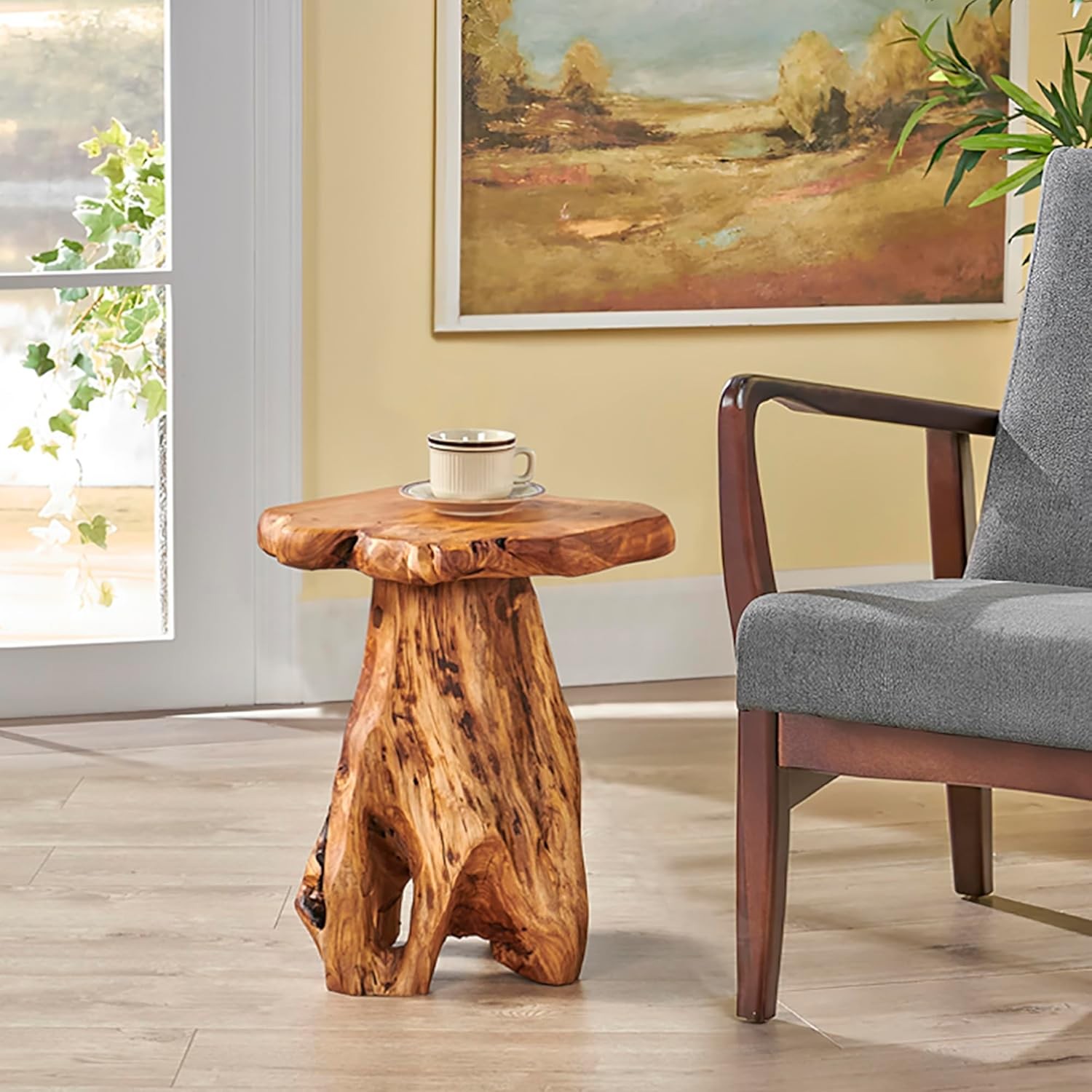Greenage Cedar Roots Plant Stand Tree Stump End Table 13.5" x 16" x 19" H Wooden gallery