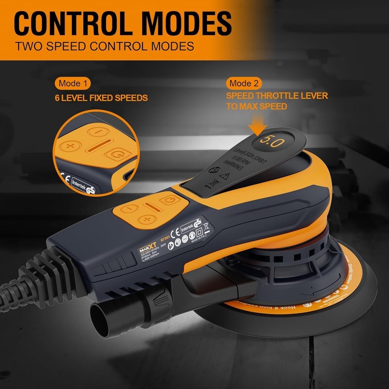 MAXXT Random Orbital Sander,brushless motor,5/6 inch pads,with tool case(orange) gallery