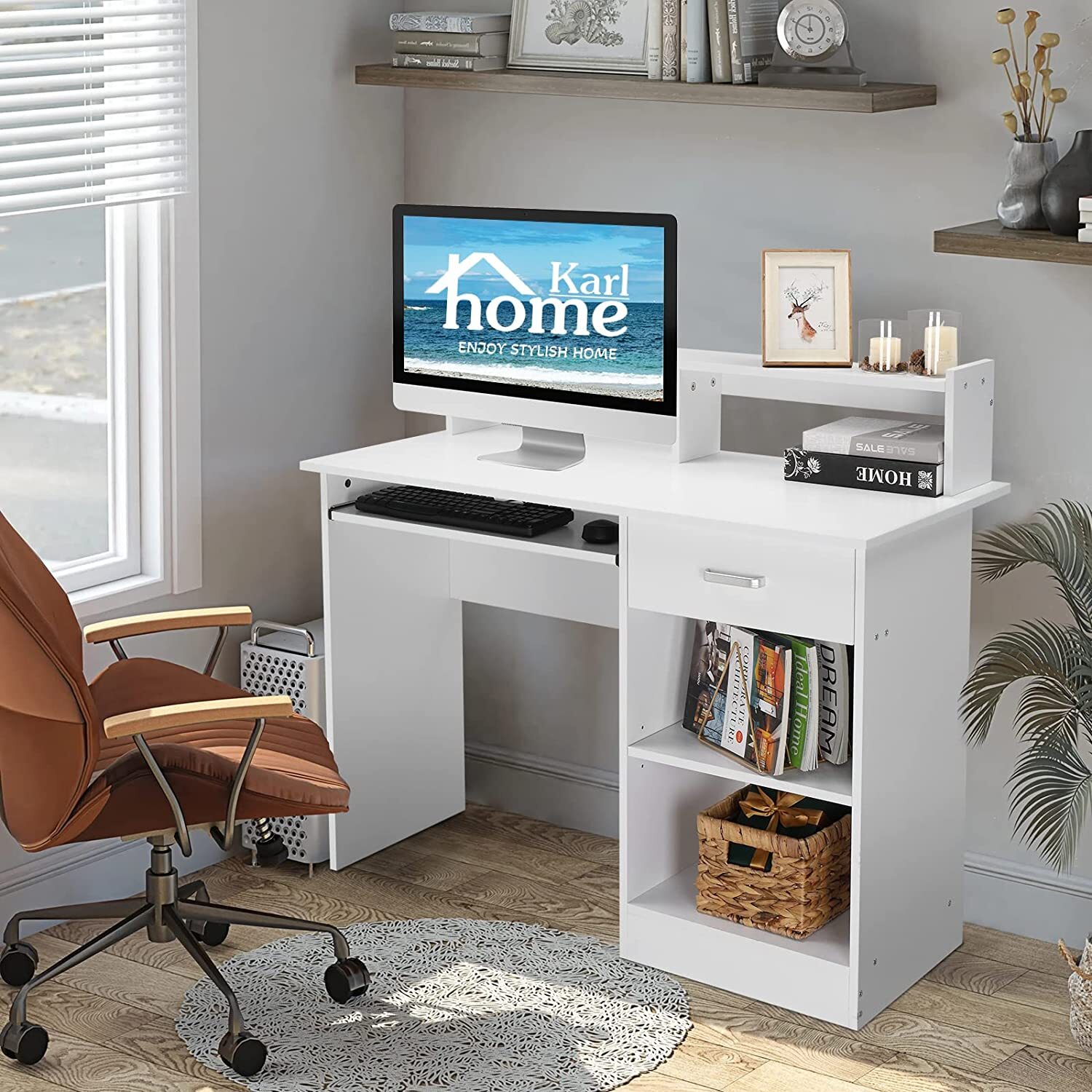 Computer Desk Home Office Laptop PC Table Workstation w/ Drawer Keyboard Tray gallery