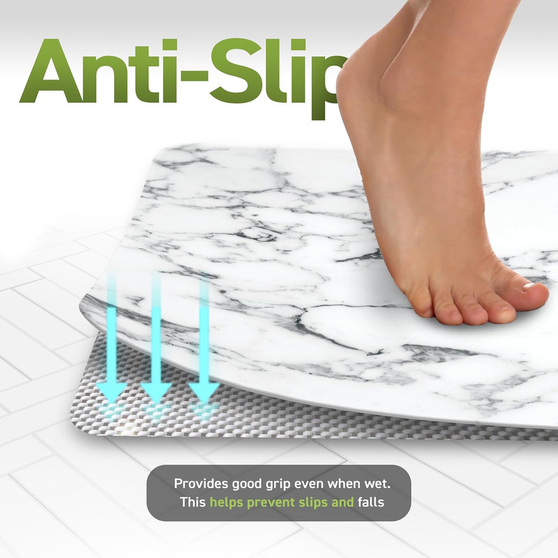 Diatomaceous Earth Bath Mat | Non-Slip, Quick Drying, Easy to Clean (Onyx Marble gallery