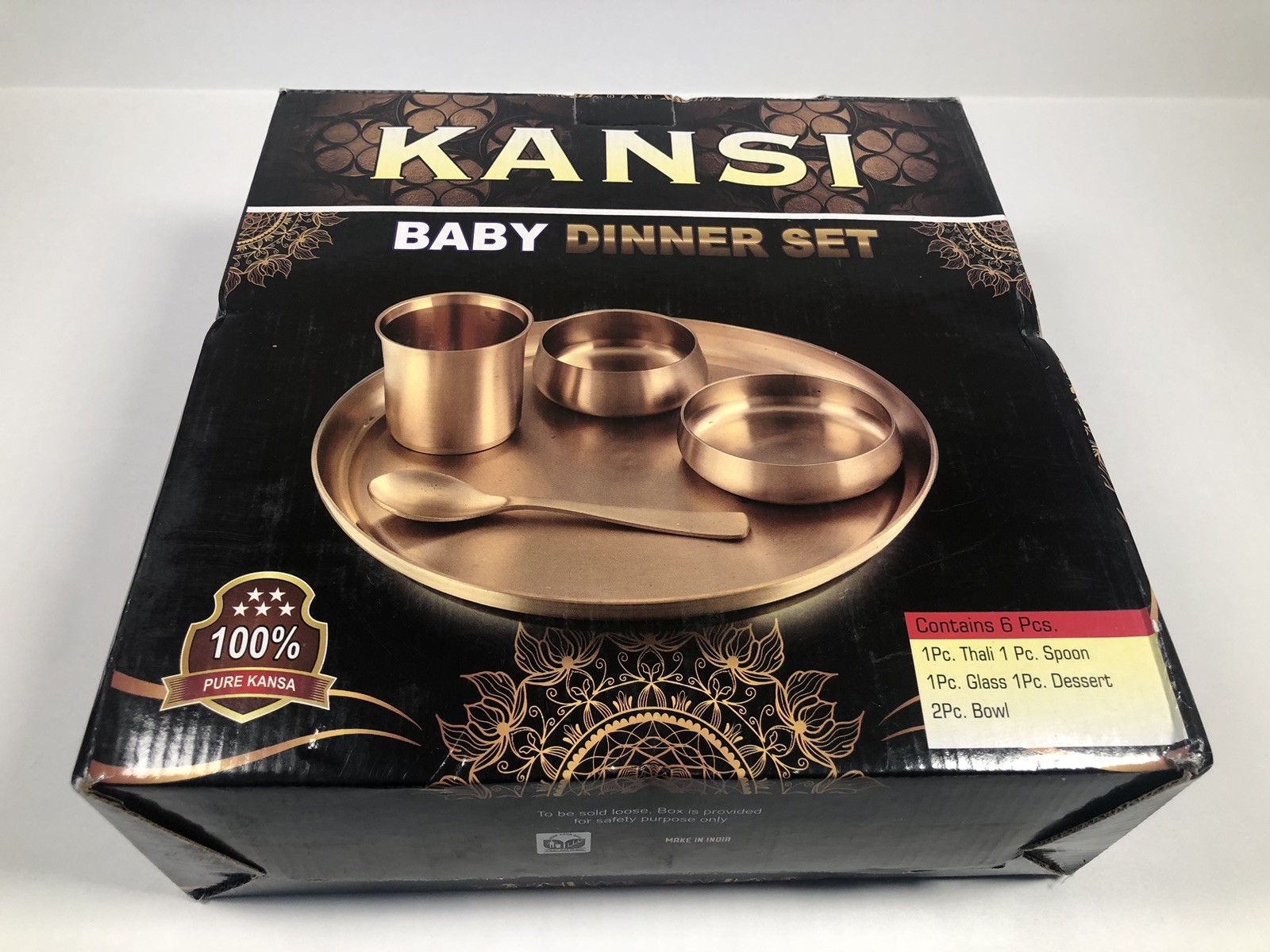 Kansi Pure Kansa Bronze Baby Dinner Set 5pc Ayurvedic Indian Thali New Open Box gallery
