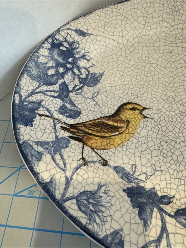 Cracker Barrel Susan Winget Stoneware Blue Song Bird Platter 16" gallery