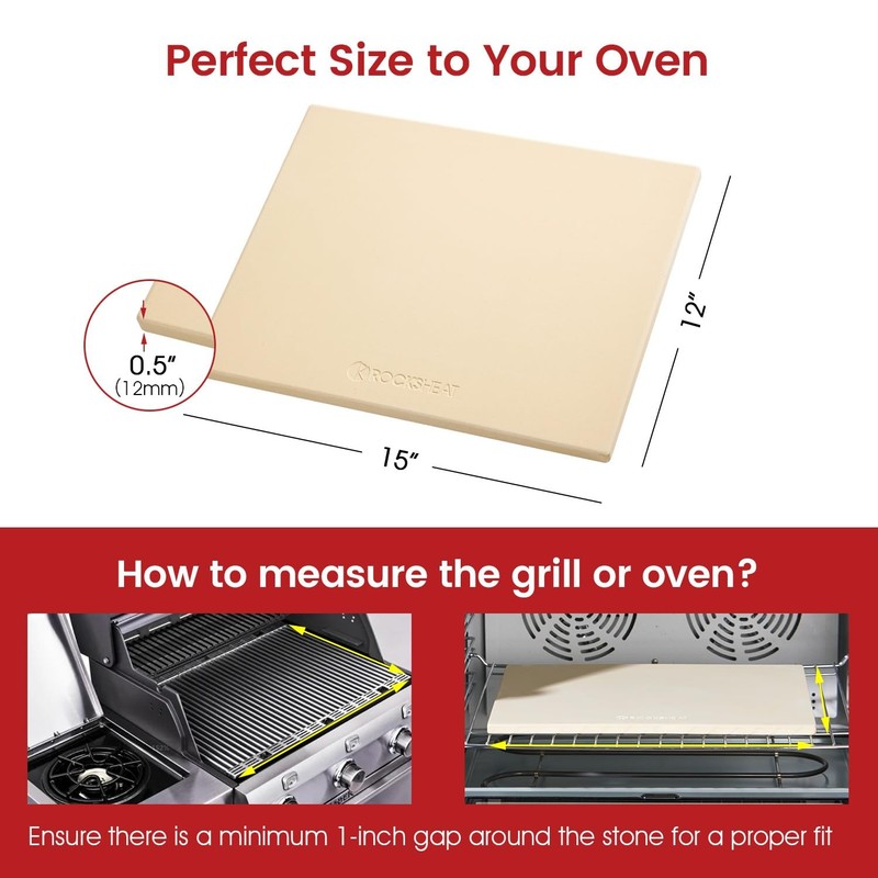 Pizza Stones For Oven Grill Rectangular Cordierite Bread Baking Pan 15x12 Inch gallery