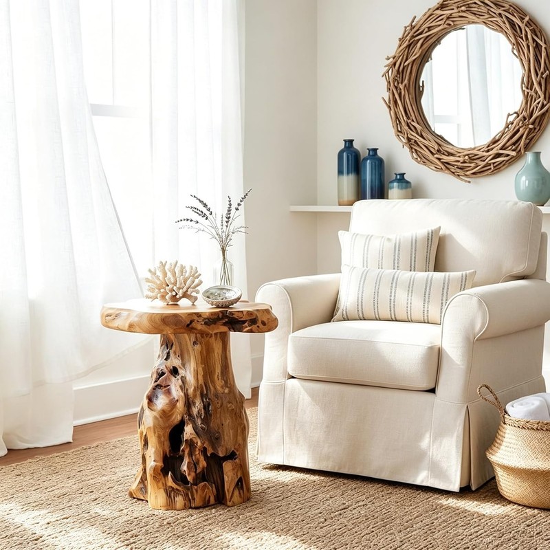 Rustic Natural Tree Stump Stool - 19'' Accent Table & Plant Stand gallery