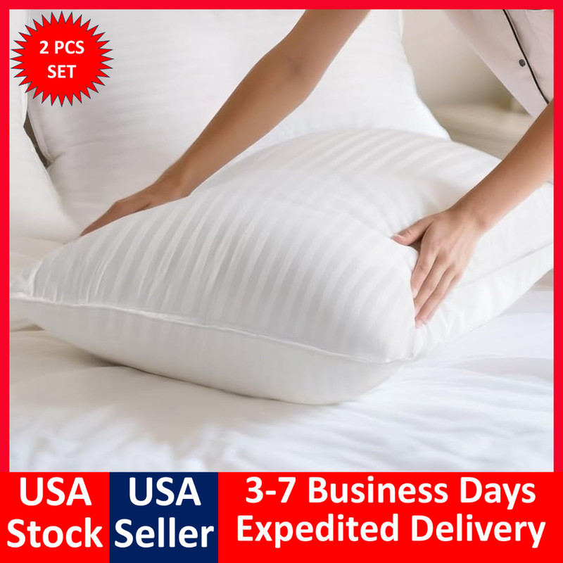 2 Pack Quilted Bed Pillows White Down Alternative KING Size Pillow UPGRADED gallery