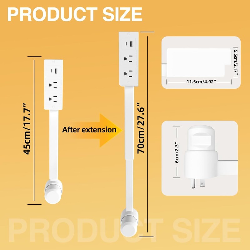 TROND 360° Rotating Outlet Extender with 20W USB-C & 3 AC Ports gallery
