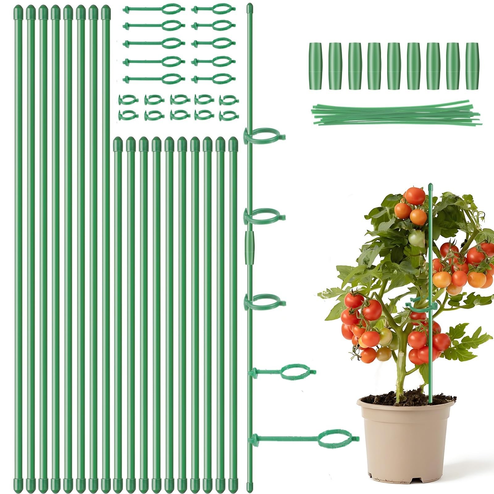 16inch & 12inch Plant Stakes, 18Pcs Adjustable 16In & 12In, Green gallery