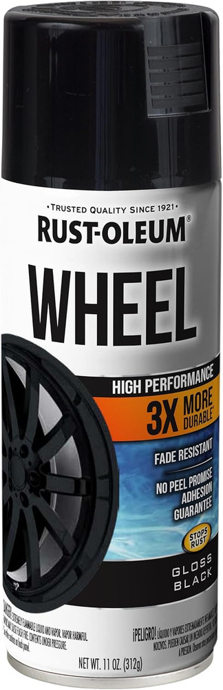 Rust-Oleum 368076 High Performance Wheel Spray Paint, 11 Oz, Gloss Black