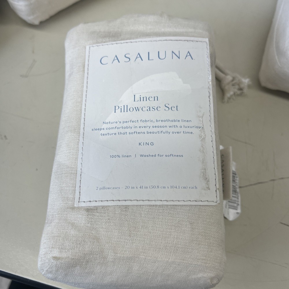100% Washed Linen Solid Pillowcase Set - Casaluna Color Natural