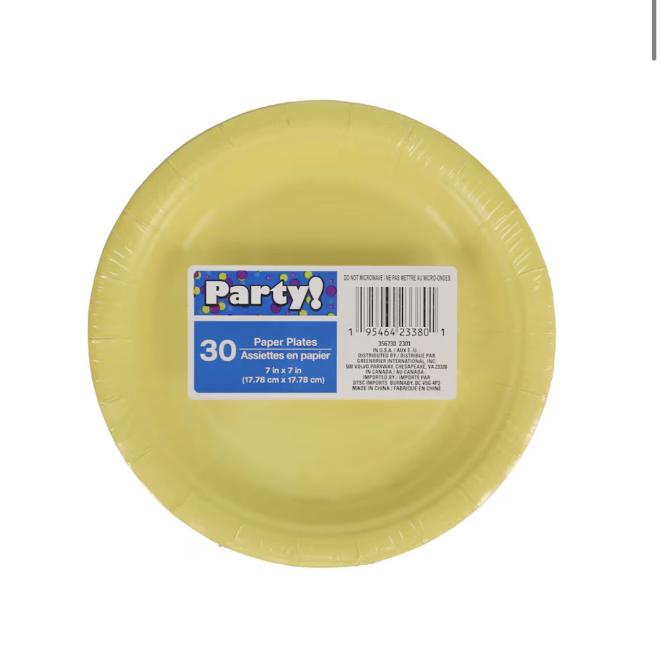 Yellow 7 Inch Paper Plates 30 Pack Yellow Tableware Party Supplies (Pack of 2) gallery