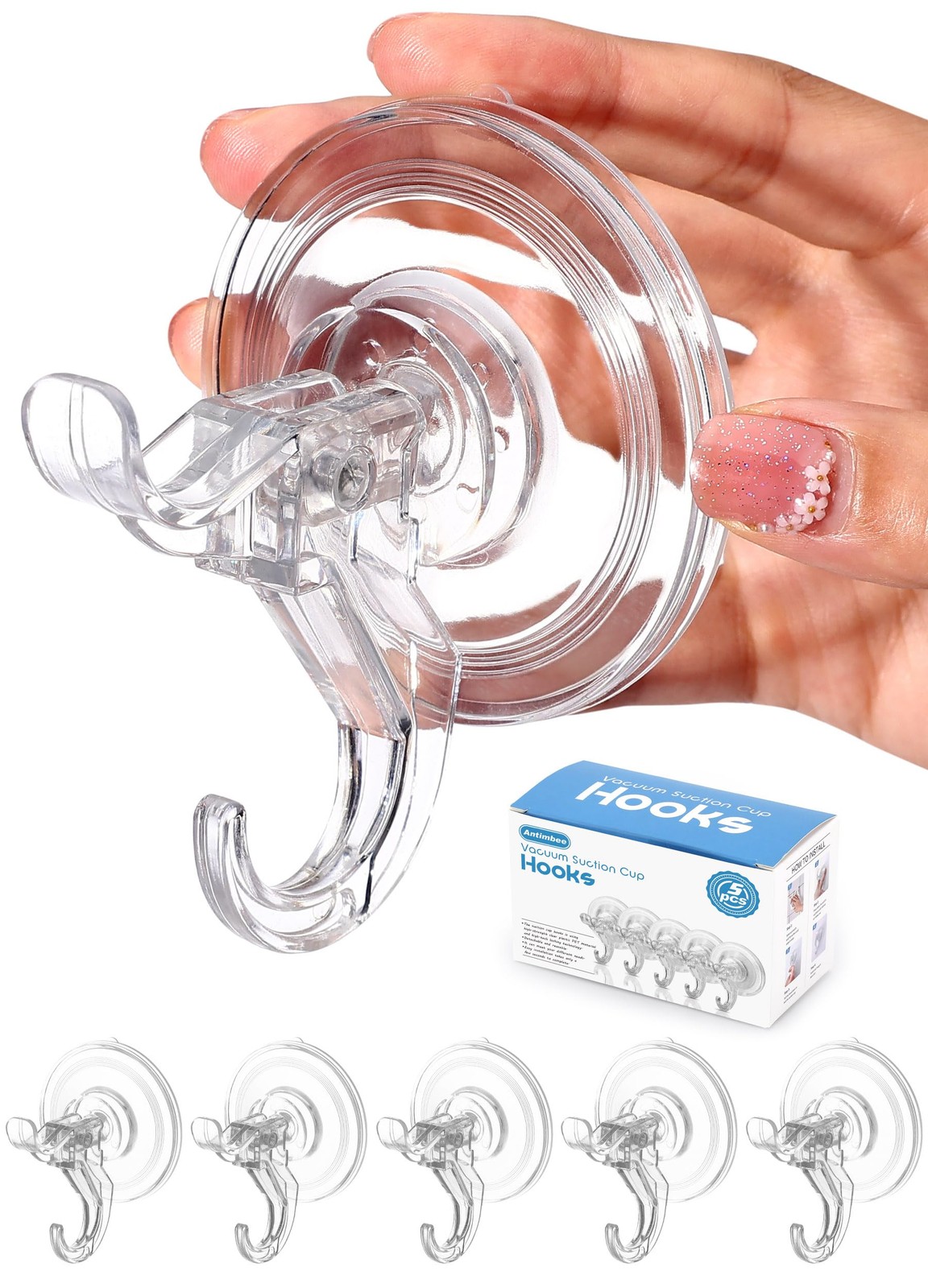 Transparent Heavy Duty Suction Hooks Hold 11 lbs Modern Reusable 5 PCS gallery