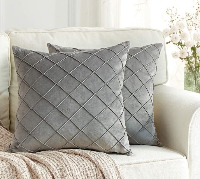 Checks Velvet Solid Plain Soft Cushion Cover Pillow Case Sofa Throw Home Decor gallery