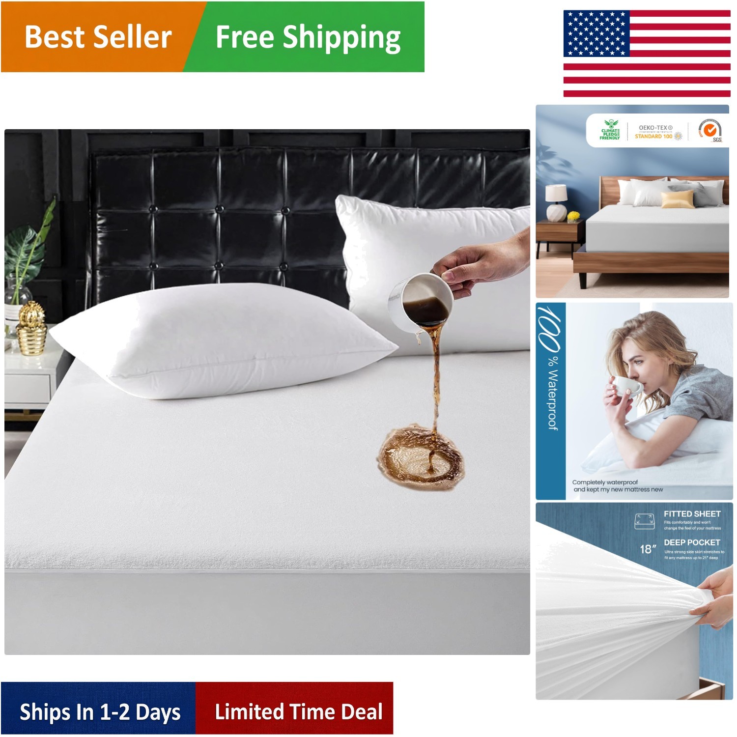 King Size Waterproof Mattress Protector - 100% Microfiber & Breathable Comfort gallery