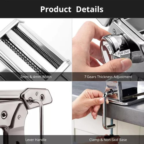 Manual Pasta Maker Machine Pasta Roller and Cutter Adjustable Thickness Settings gallery